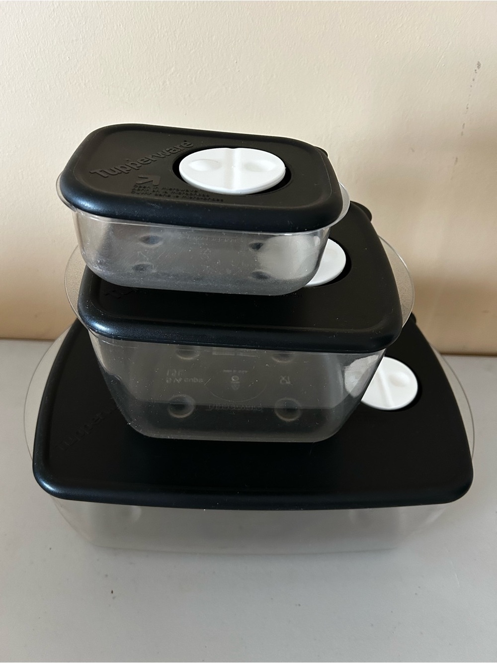 Tupperware Black Lidded Food Storage Set - 3 Containers
